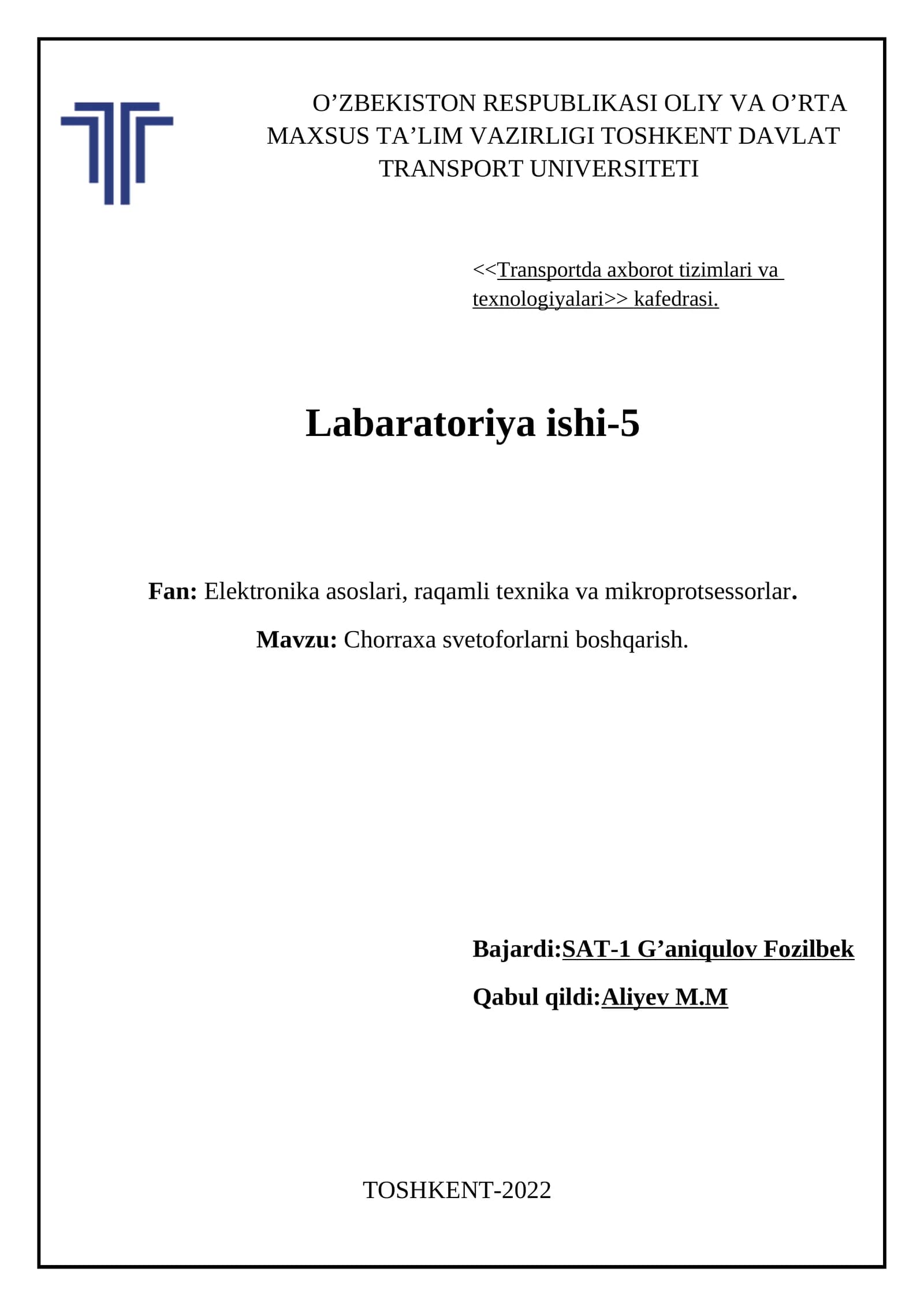 Elektronika Laboratory ishi