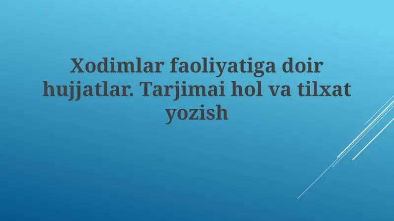 Xodimlar Faoliyati Hujjatlari Tahrirlash va Formatlash