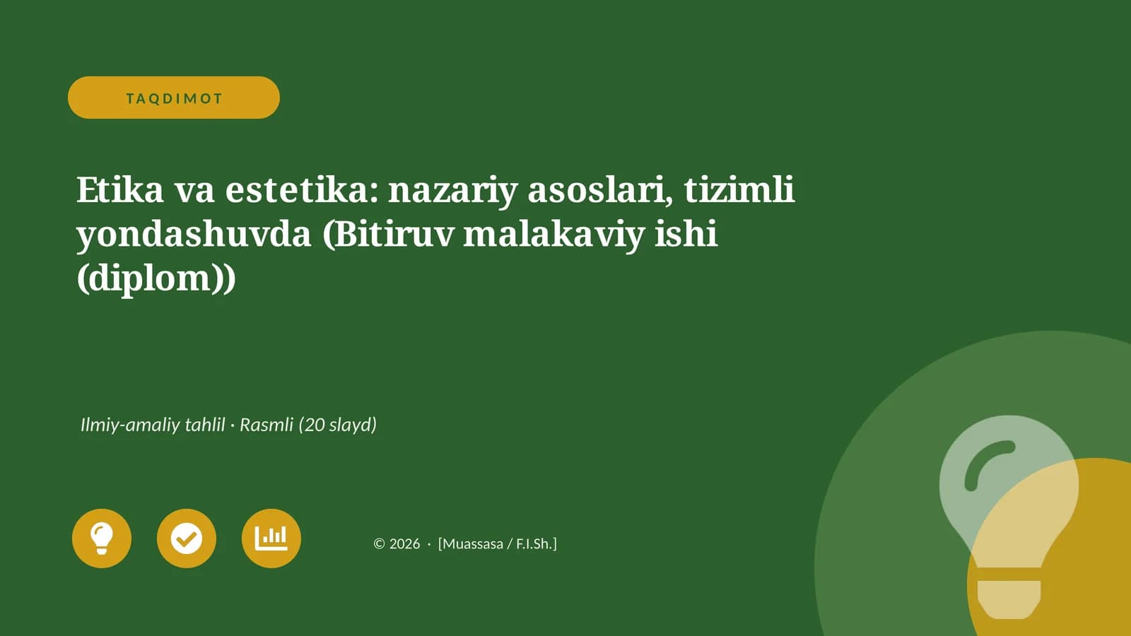 Etika va estetika: nazariy asoslari, tizimli yondashuvda (Bitiruv malakaviy ishi)