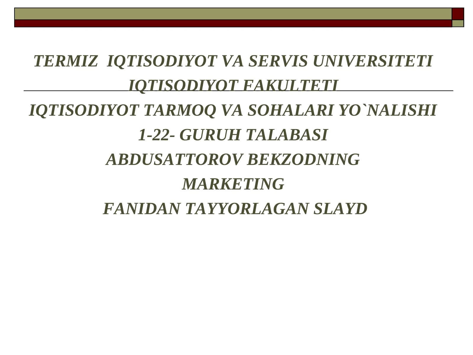 MARKETING FANIDAN TAYYORLAGAN SLAYD