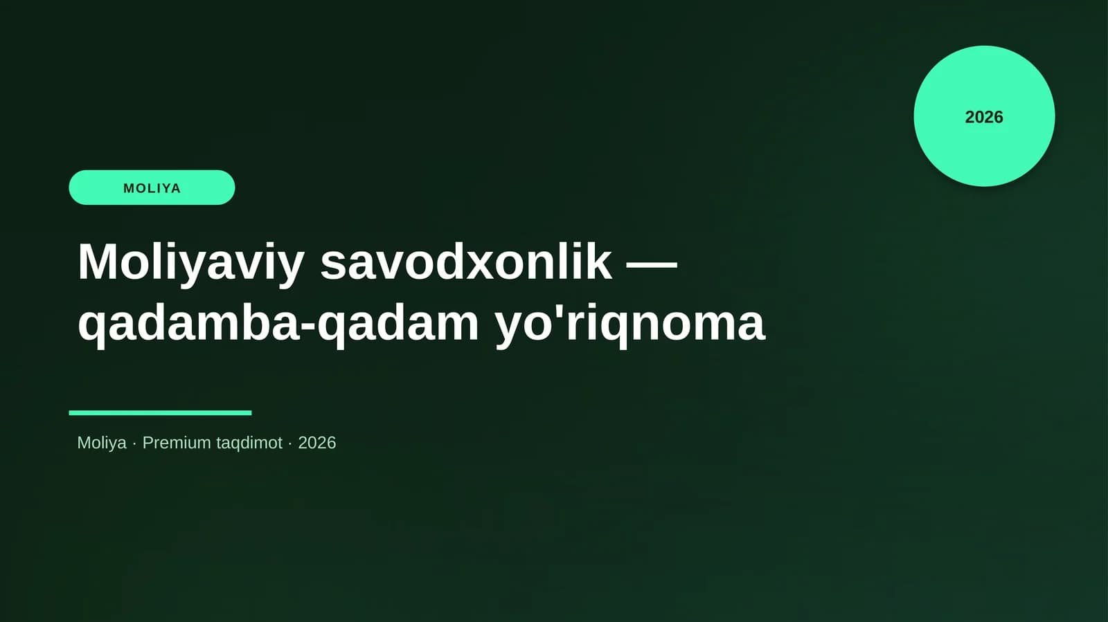 Moliyaviy savodxonlik — qadamba-qadam yo'riqnoma