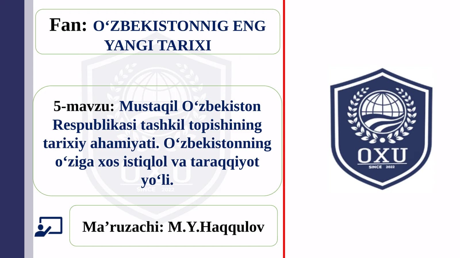O‘ZBEKISTONNIG ENG YANGI TARIXI