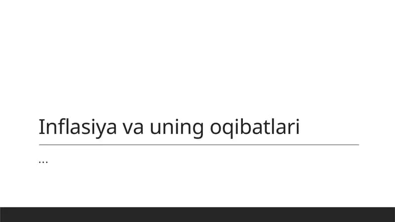 Inflasiya va uning oqibatlari