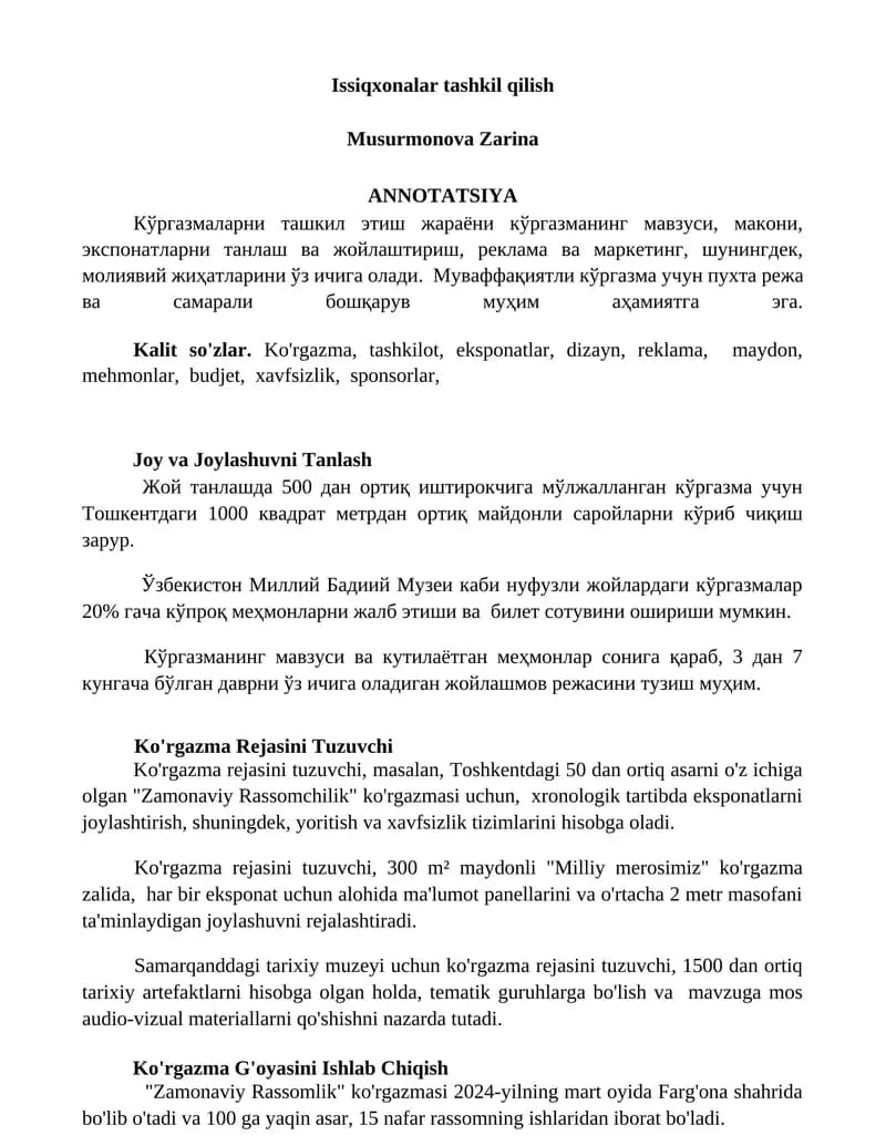 Issiqxonalar tashkil qilish