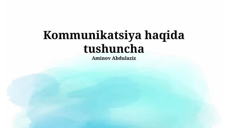 Muloqot jarayonining elementlari