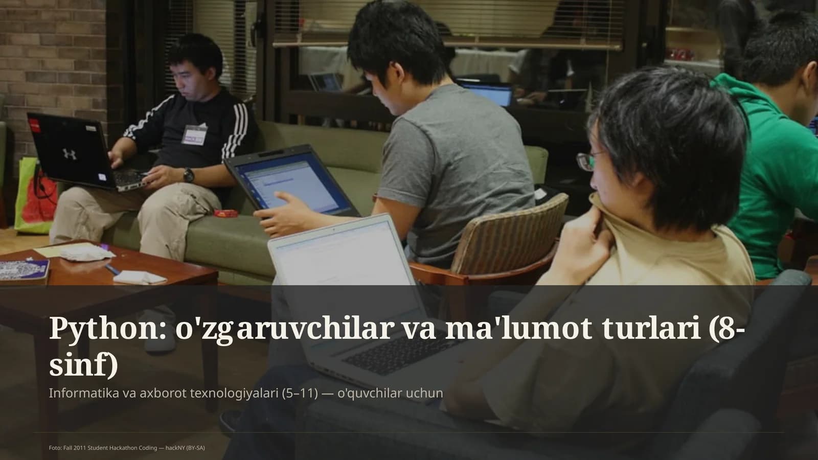 Python: o'zgaruvchilar va ma'lumot turlari (8-sinf)