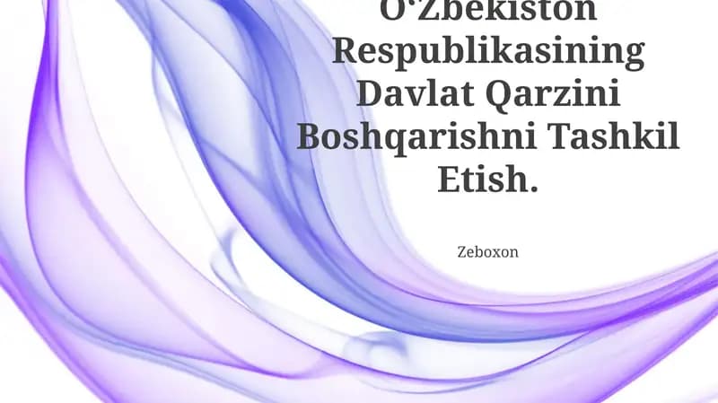 Oʻzbekiston Respublikasining Davlat Qarzini Boshqarishni Tashkil Etish