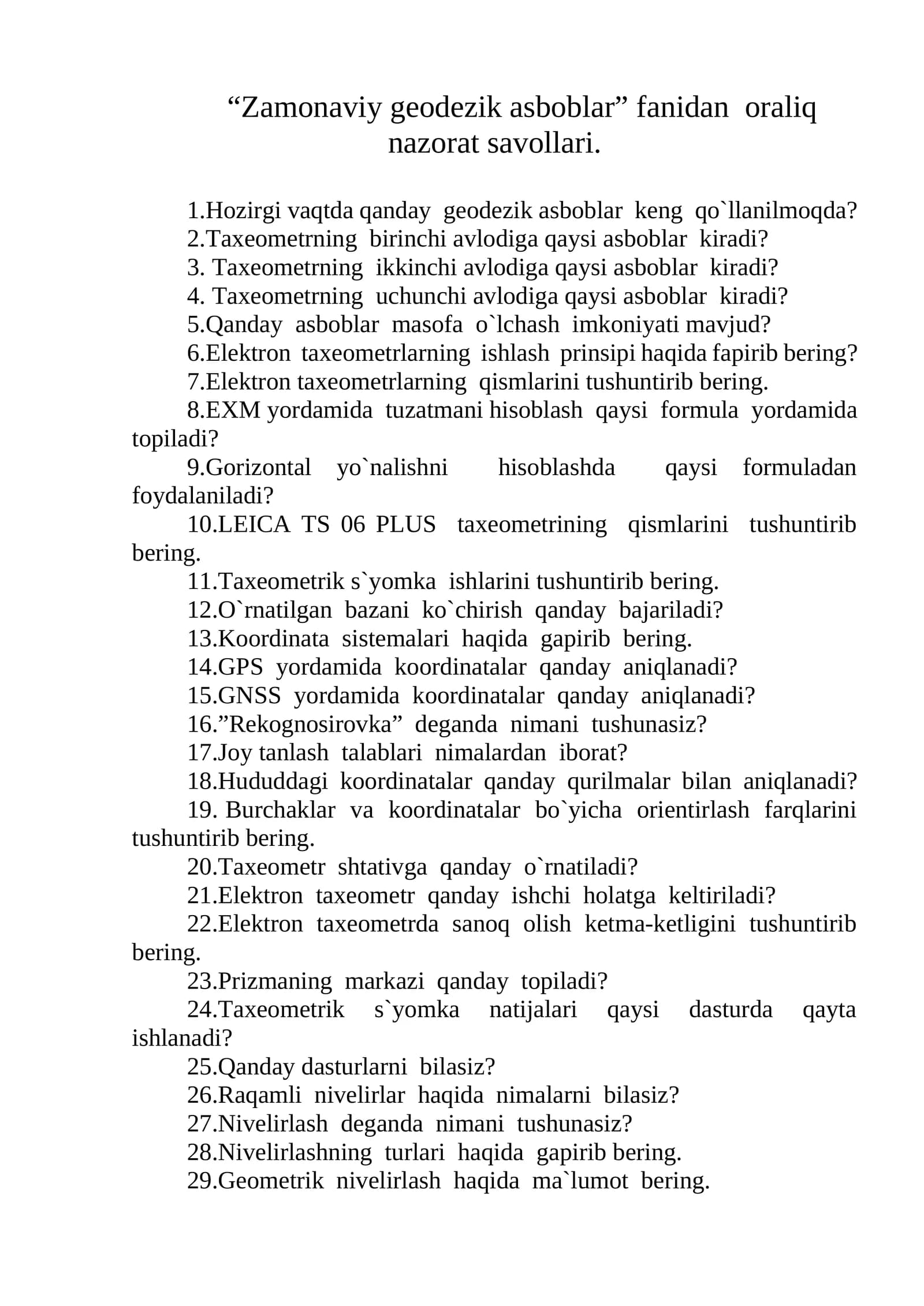 Zamonaviy geodezik asboblar