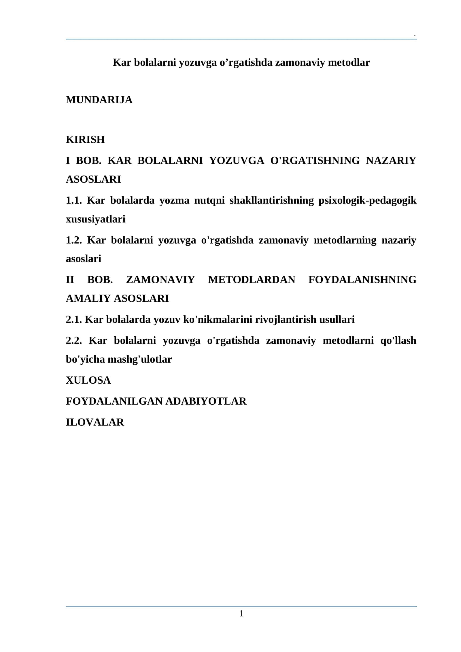Kar bolalarni yozuvga o’rgatishda zamonaviy metodlar