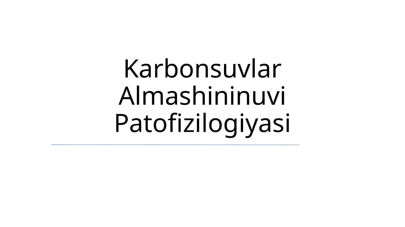 Karbonsuvlar Almashininuvi Patofizilogiyasi