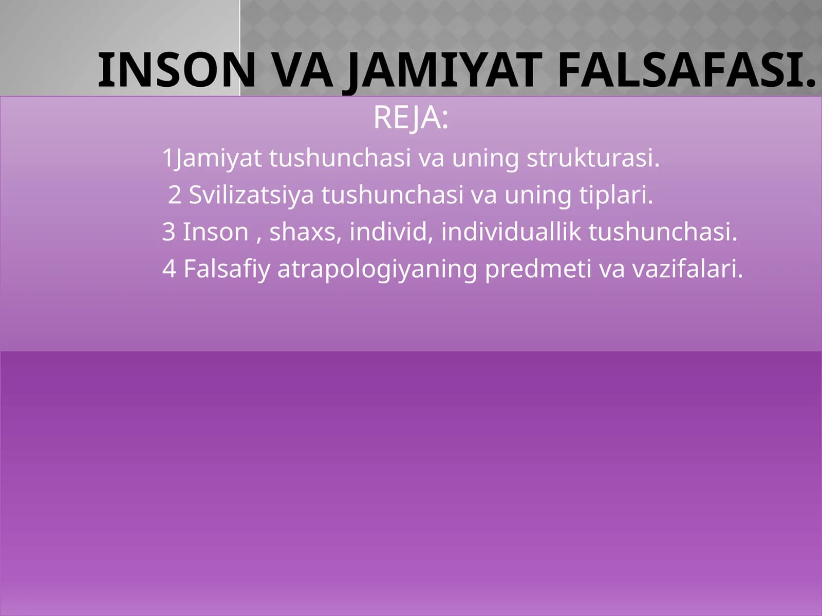 INSON VA JAMIYAT FALSAFASI