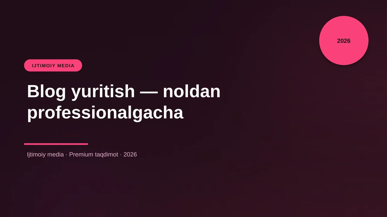 Blog yuritish — noldan professionalgacha