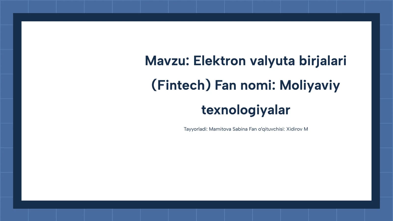 Elektron valyuta birjalari (Fintech)