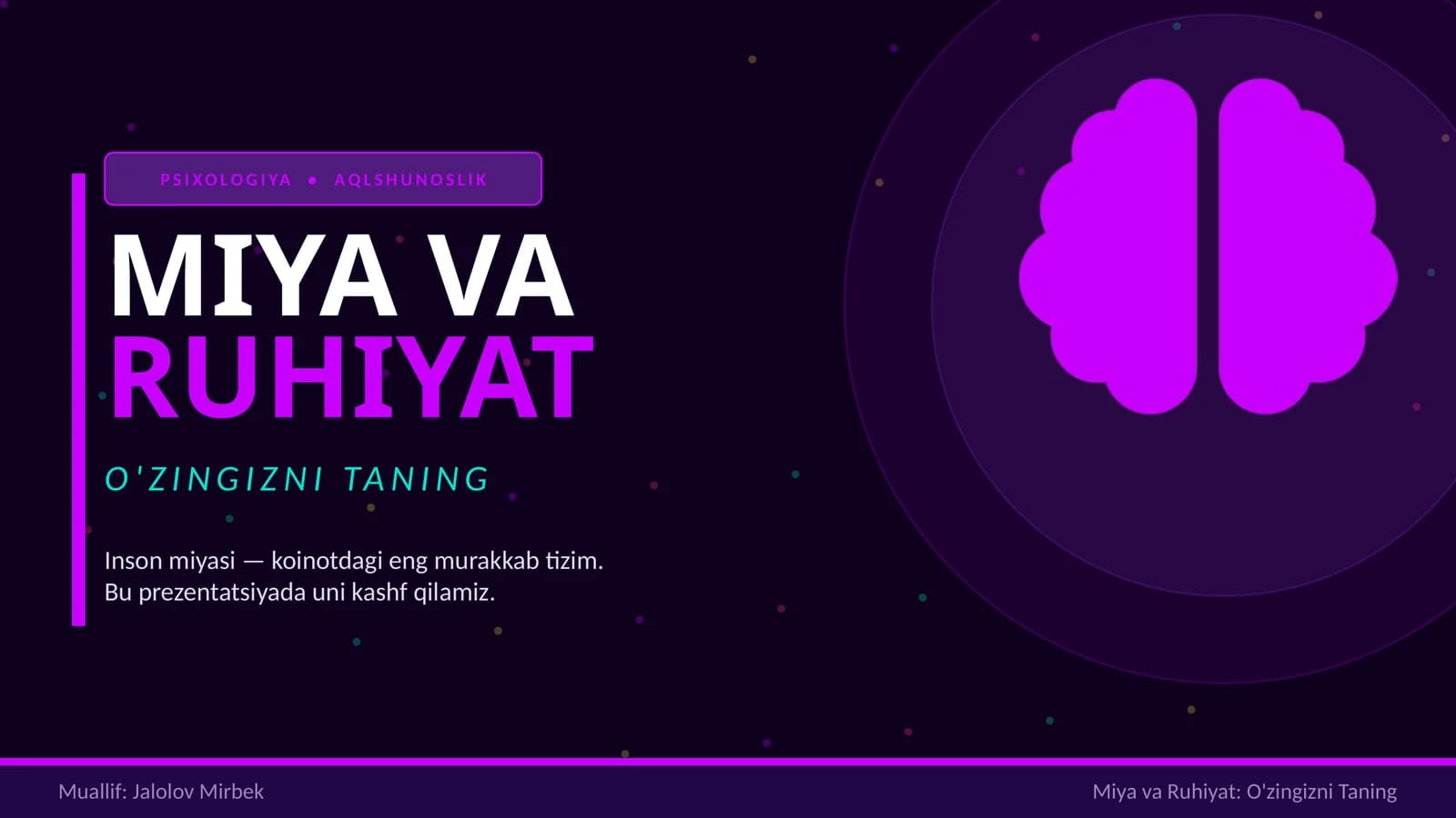MIYA VA RUHIYAT O'ZINGIZNI TANING