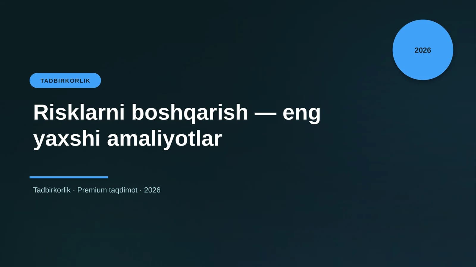 Risklarni boshqarish — eng yaxshi amaliyotlar
