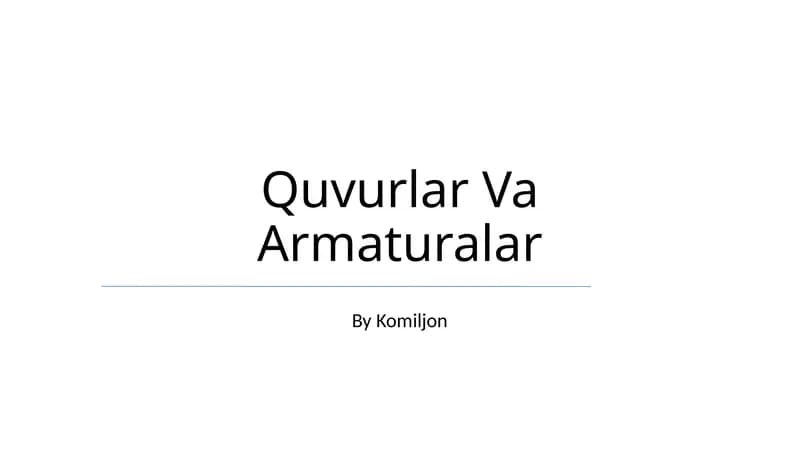 Quvurlar Va Armaturalar