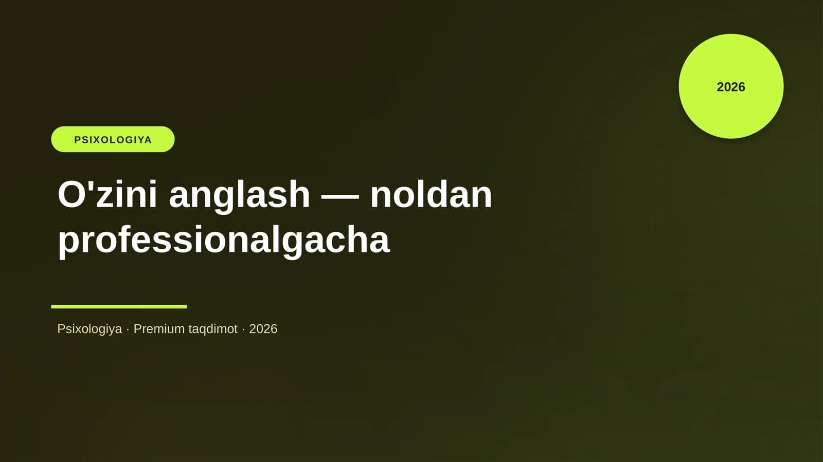 O'zini anglash — noldan professionalgacha