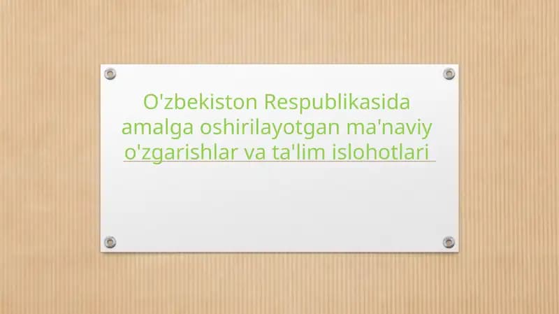 Ma’naviy-ma’rifiy so’zning ustuvory o’nalishlari