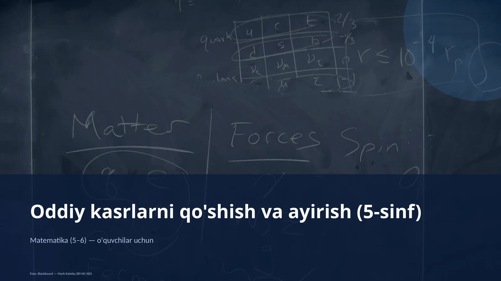 Oddiy kasrlarni qo'shish va ayirish (5-sinf)