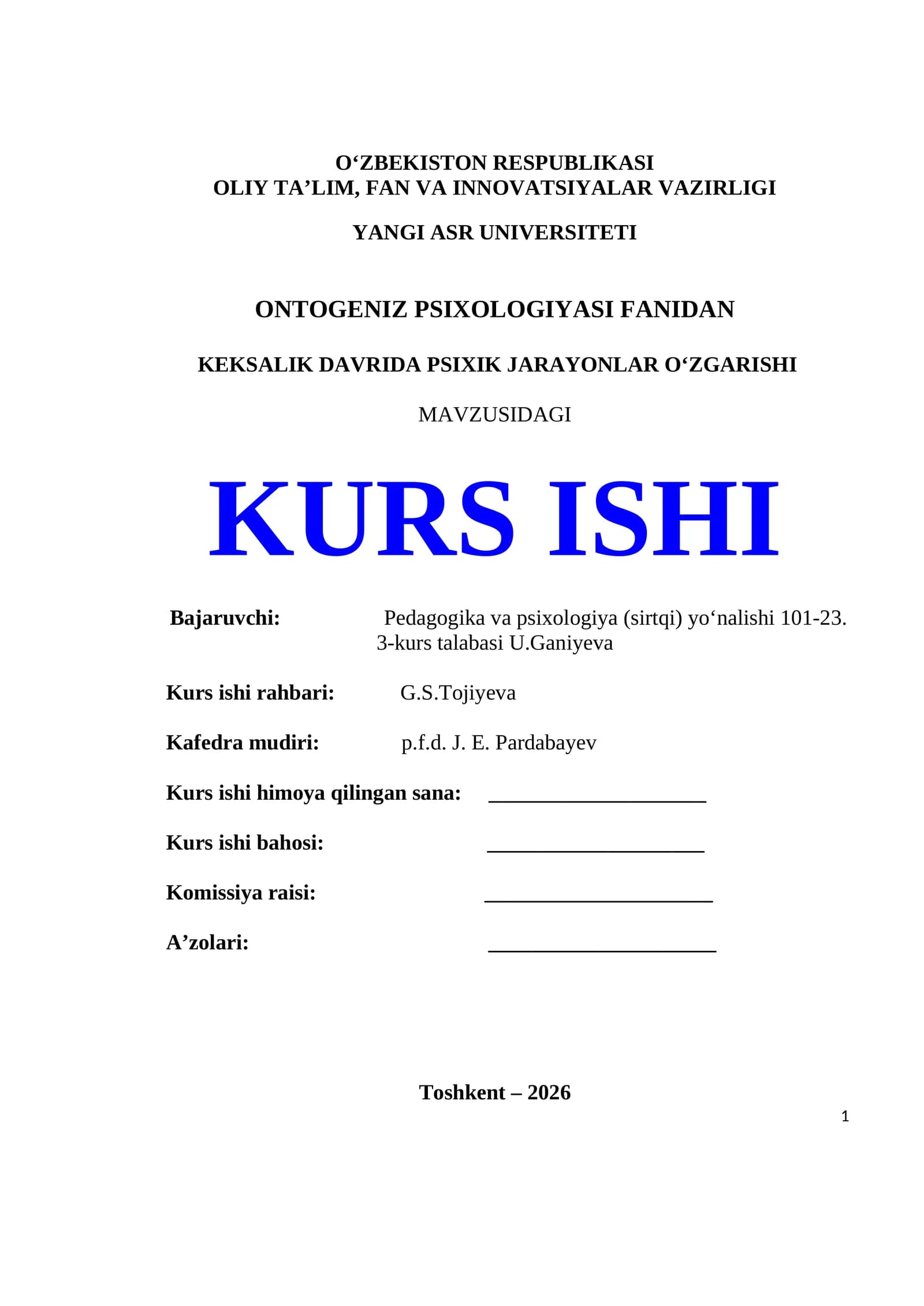 Keksalik davrida psixik jarayonlarning oʻzgarishi