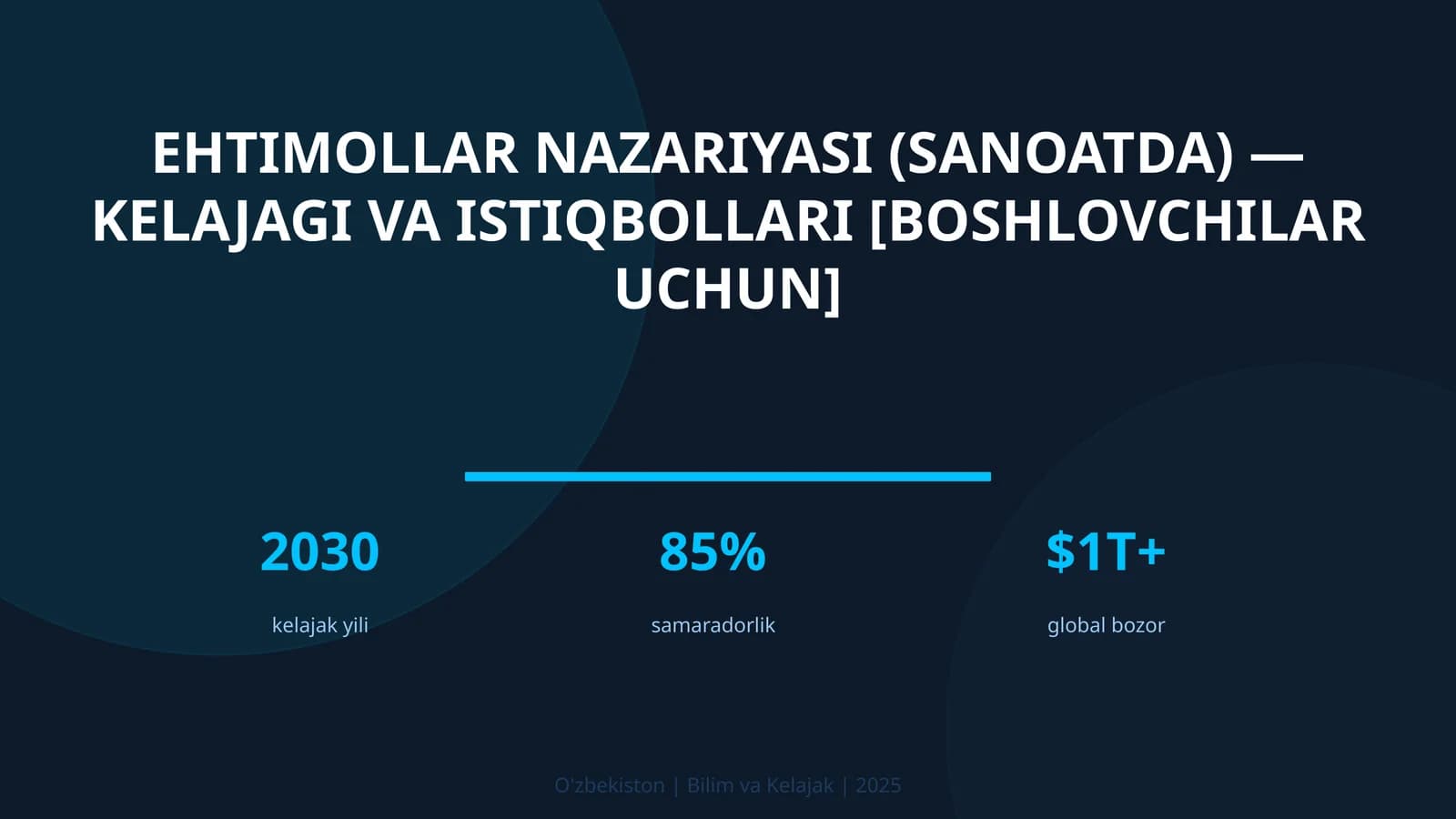 Ehtimollar Nazariyasi (Sanoatda) - Kelajagi va Istiqbollari [Boshlovchilar uchun]