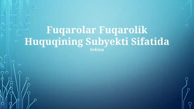 Fuqarolar Fuqarolik Huquqining Subyekti Sifatida