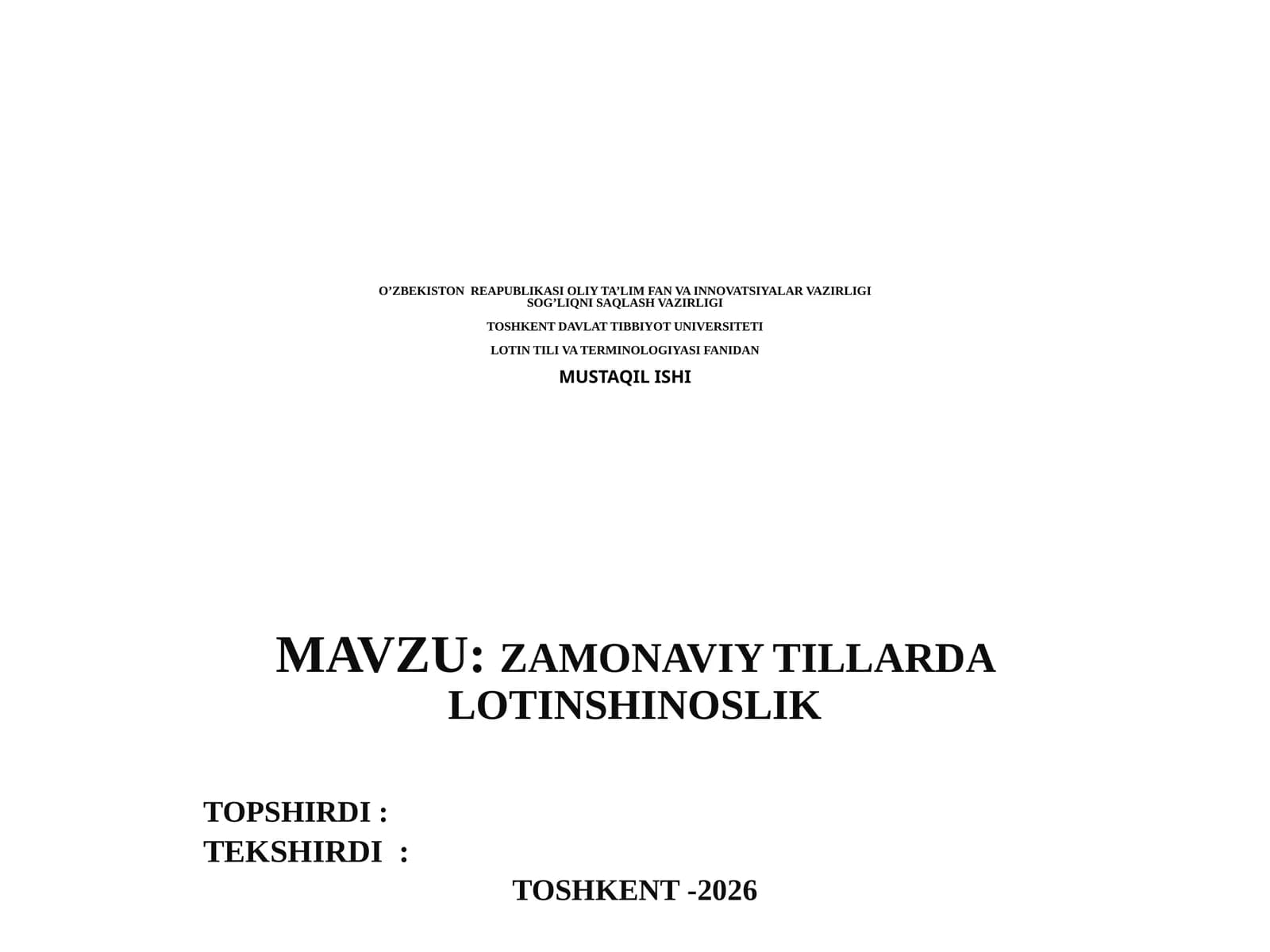 LOTIN TILI VA TERMINOLOGIYA