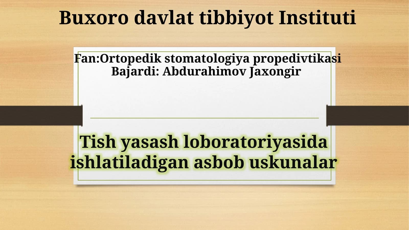 Fan: Ortopedik stomatologiya propedivtikasi