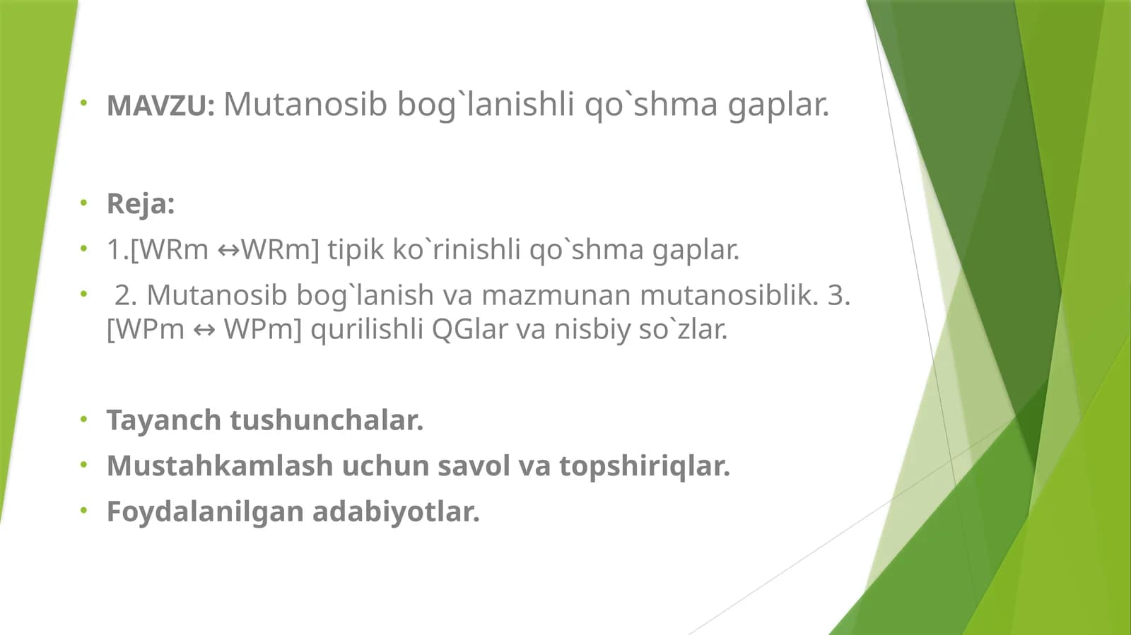 Mutanosibbog`lanishli qo`shma gaplar