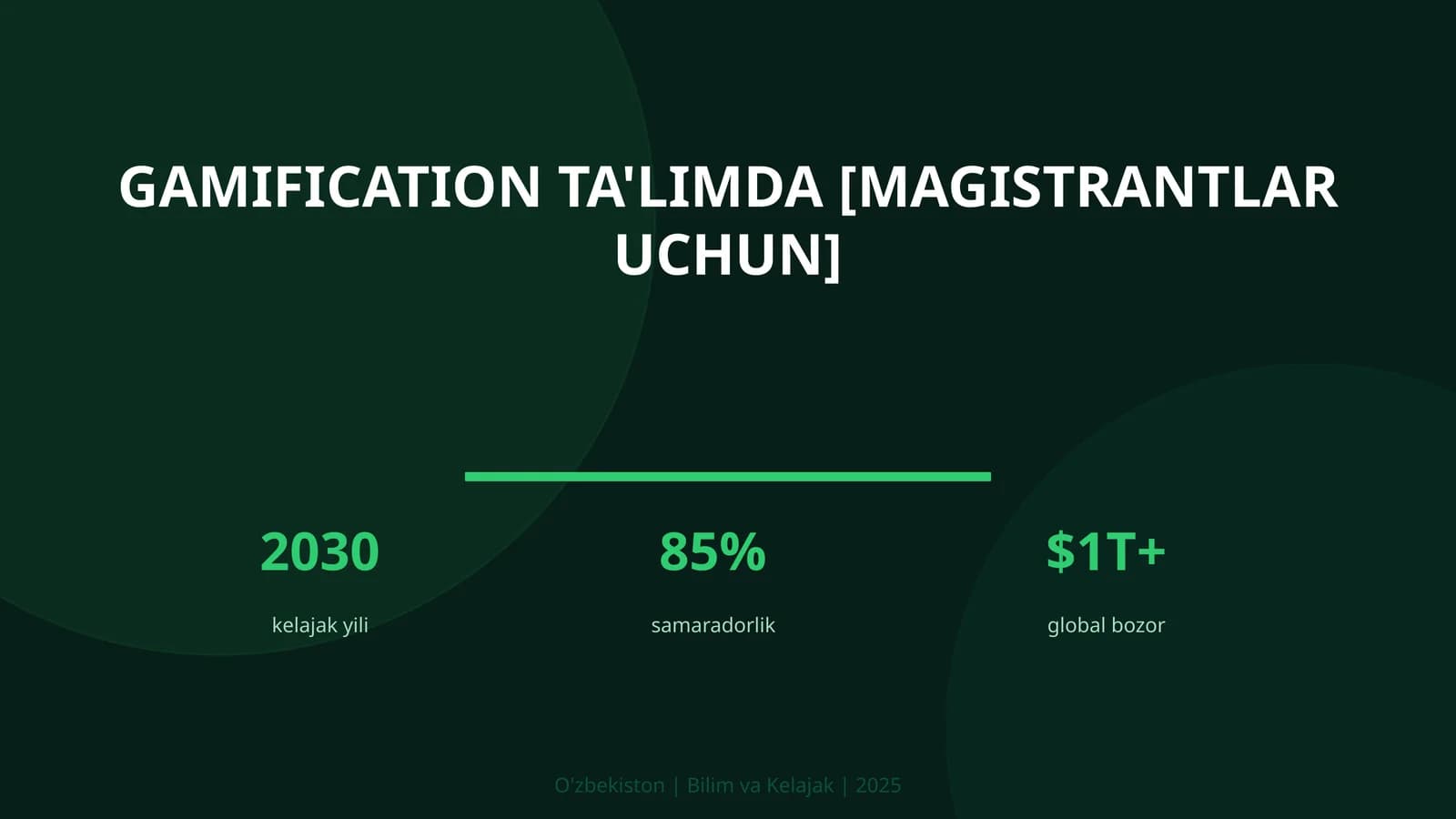 GAMIFICATION TA'LIMDA [MAGISTRANTLAR UCHUN]