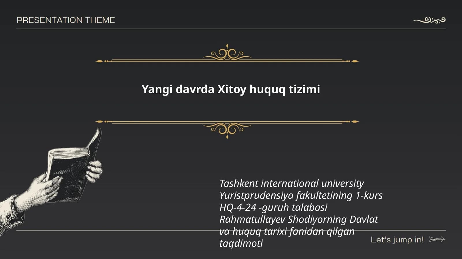 Rahmatullayev Shodiyorning Davlat va huquq tarixi fanidan taqdimoti