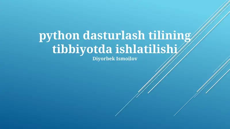Tibbiyotda Python Yordamida Mashina O'rganishi