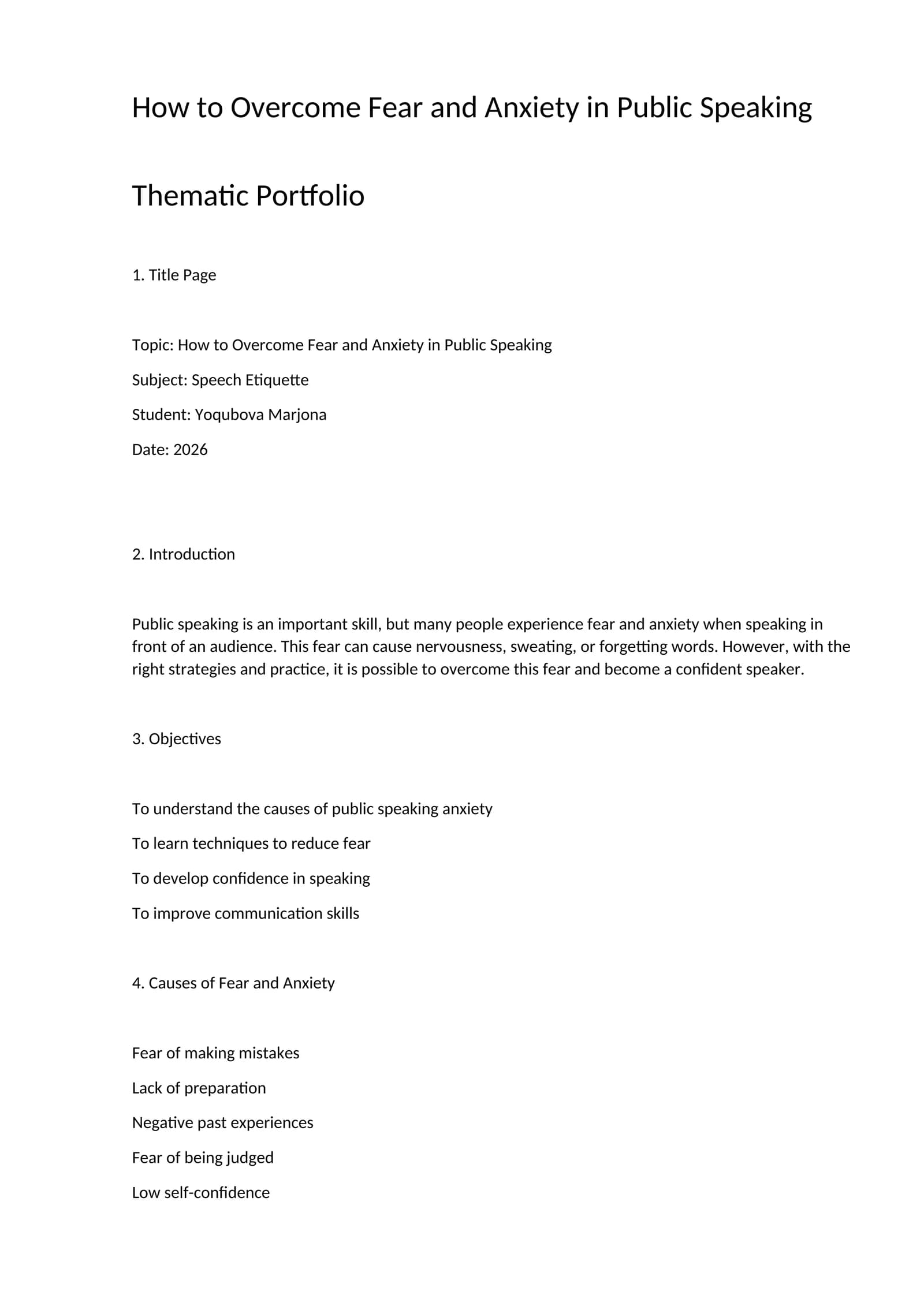 Thematic Portfolio