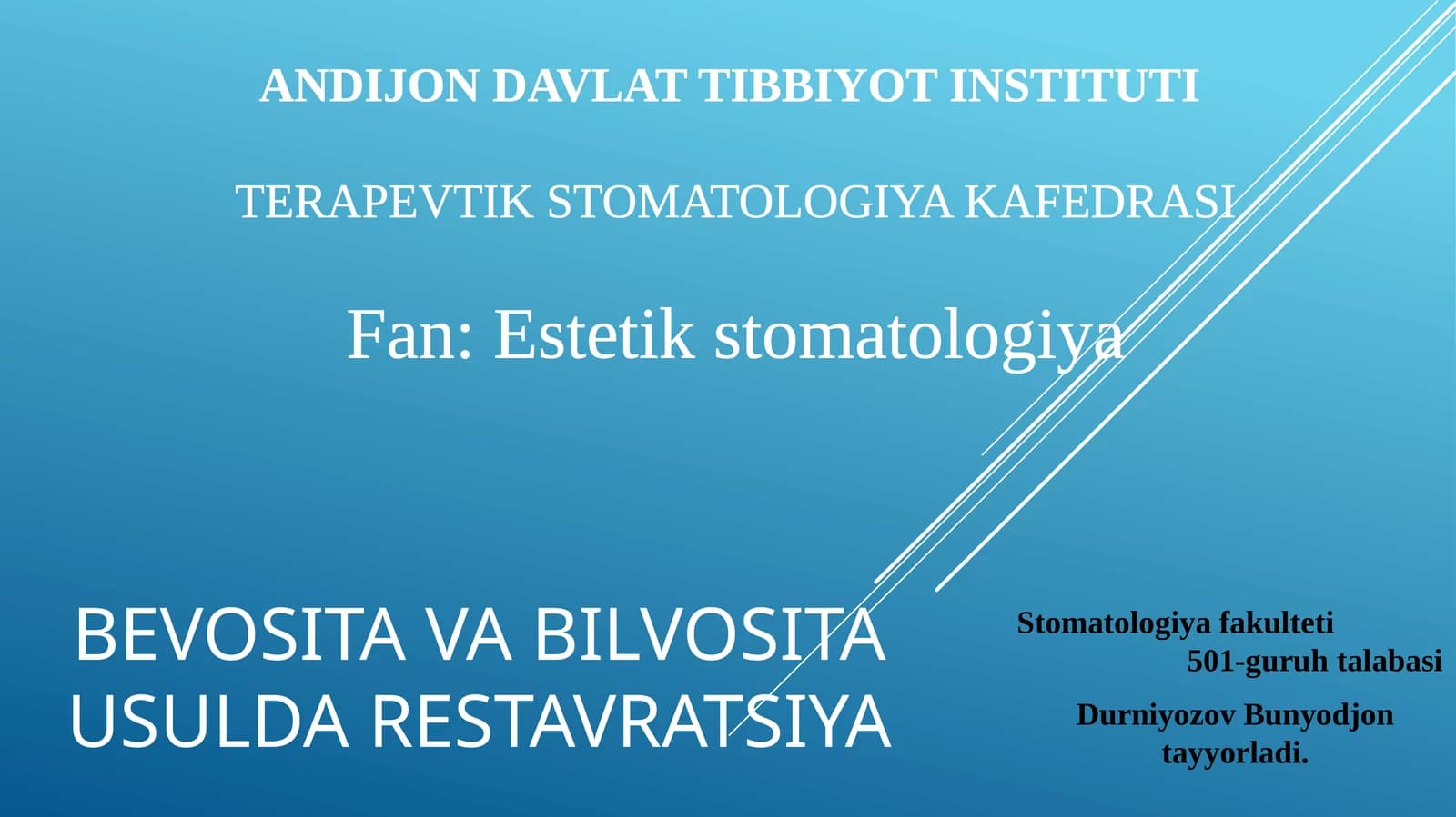 Bevosita va bilvosita usulda restavratsiya