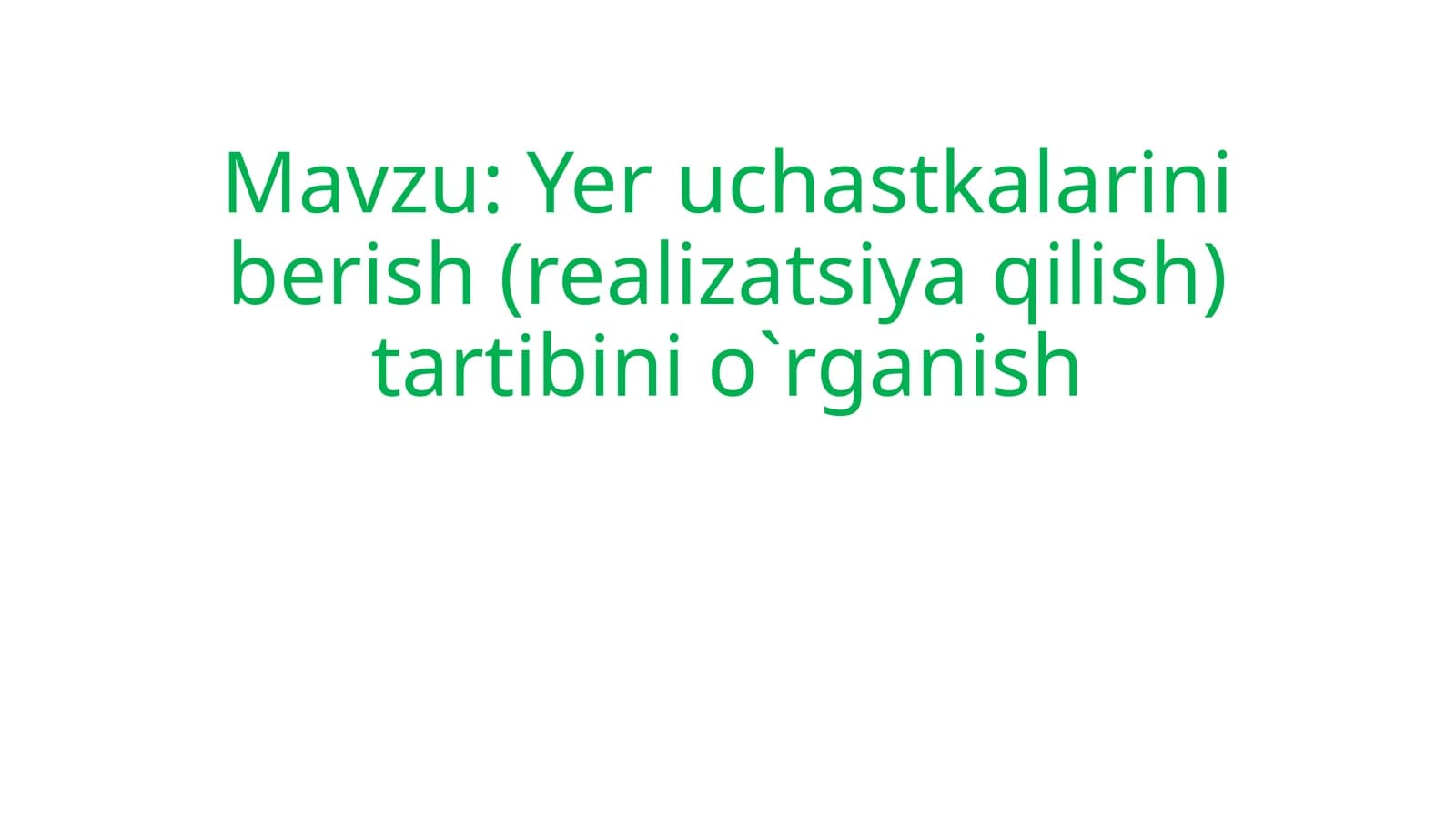 Yer uchastkalarini berish