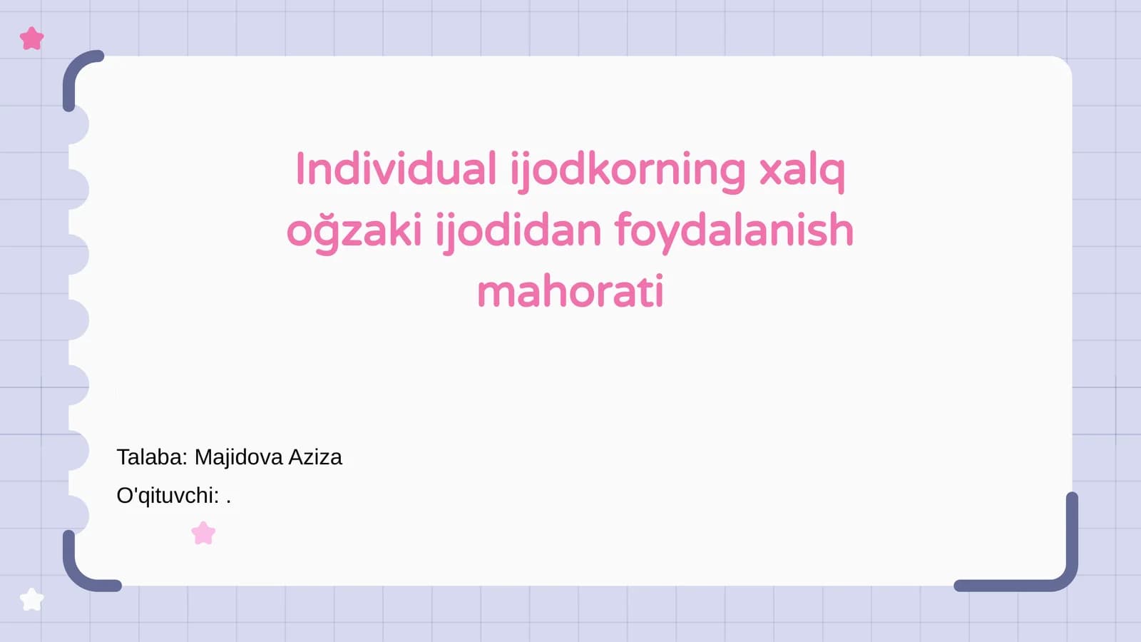 Xalq og'zaki ijodidan foydalanish mahorati