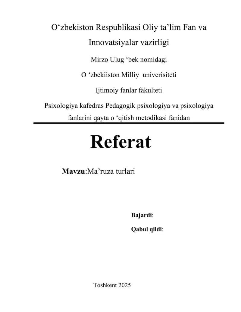 Ma’ruza turlari