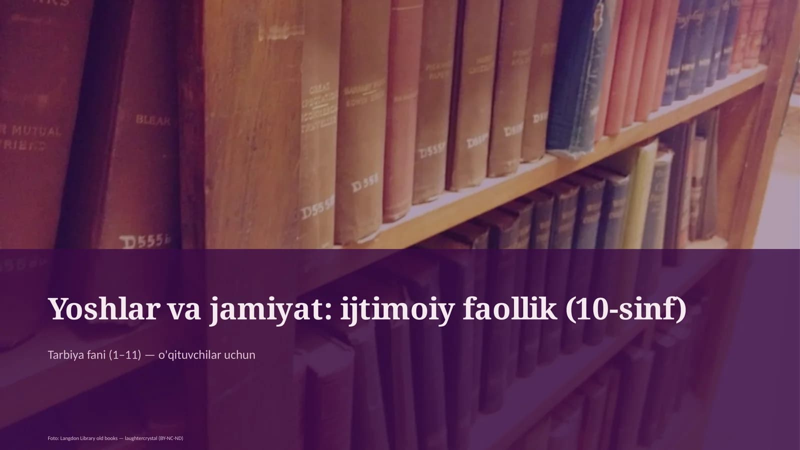 Yoshlar va jamiyat: ijtimoiy faollik (10-sinf)