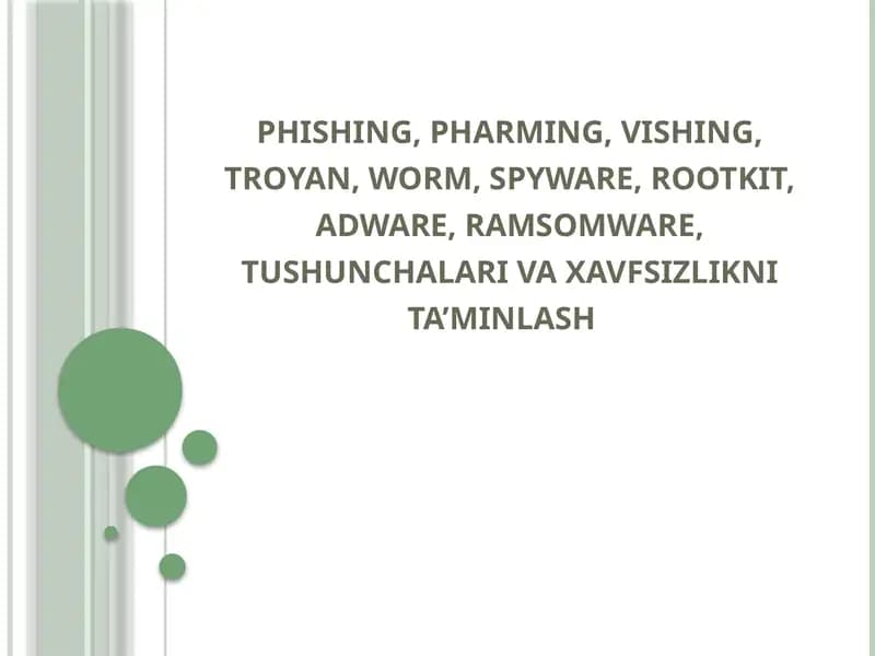 Phishing tushunchasi va predmeti