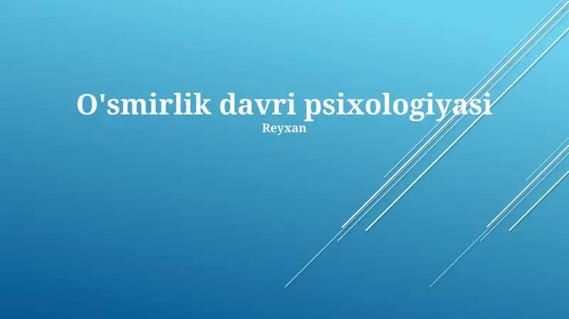 O'smirlik davri psixologiyasi