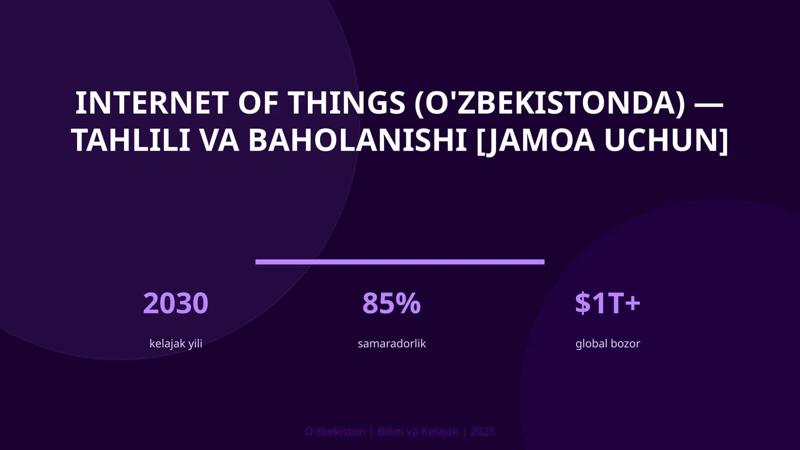 Internet of Things (O'zbekistonda) — tahlili va baholanishi [jamoa uchun]