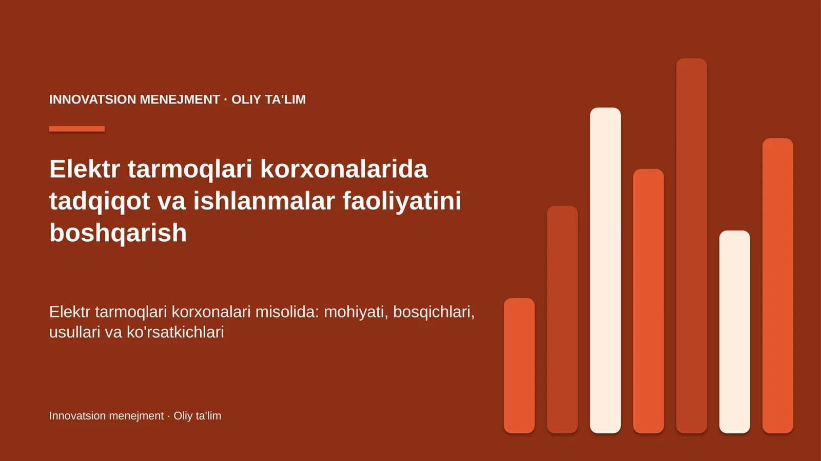 elektr tarmoqlari korxonalarida tadqiqot va ishlanmalar faoliyatini boshqarish 9584