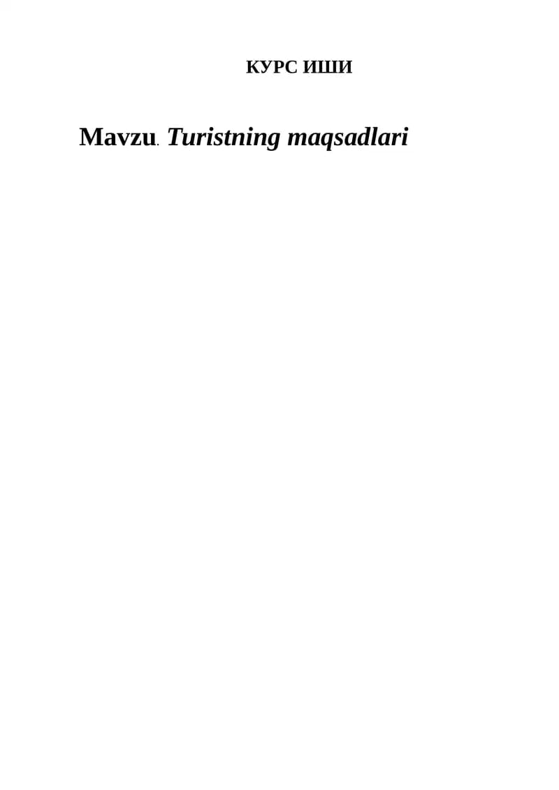 Turistning maqsadlari