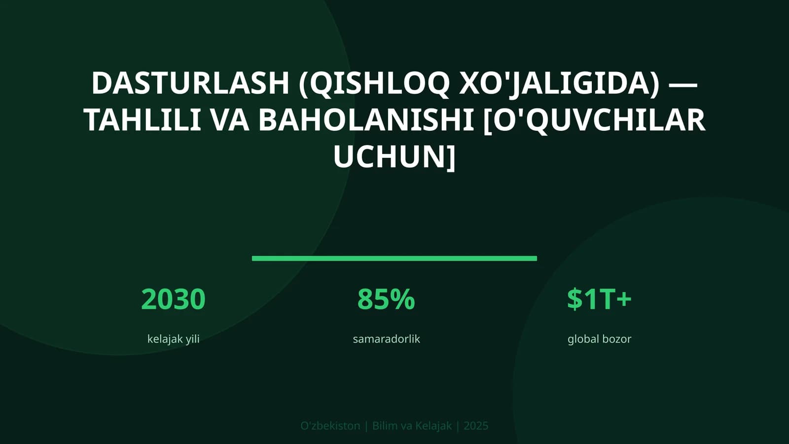 Dasturlash (qishloq xo'jaligida) — tahlili va baholanishi [o'quvchilar uchun]