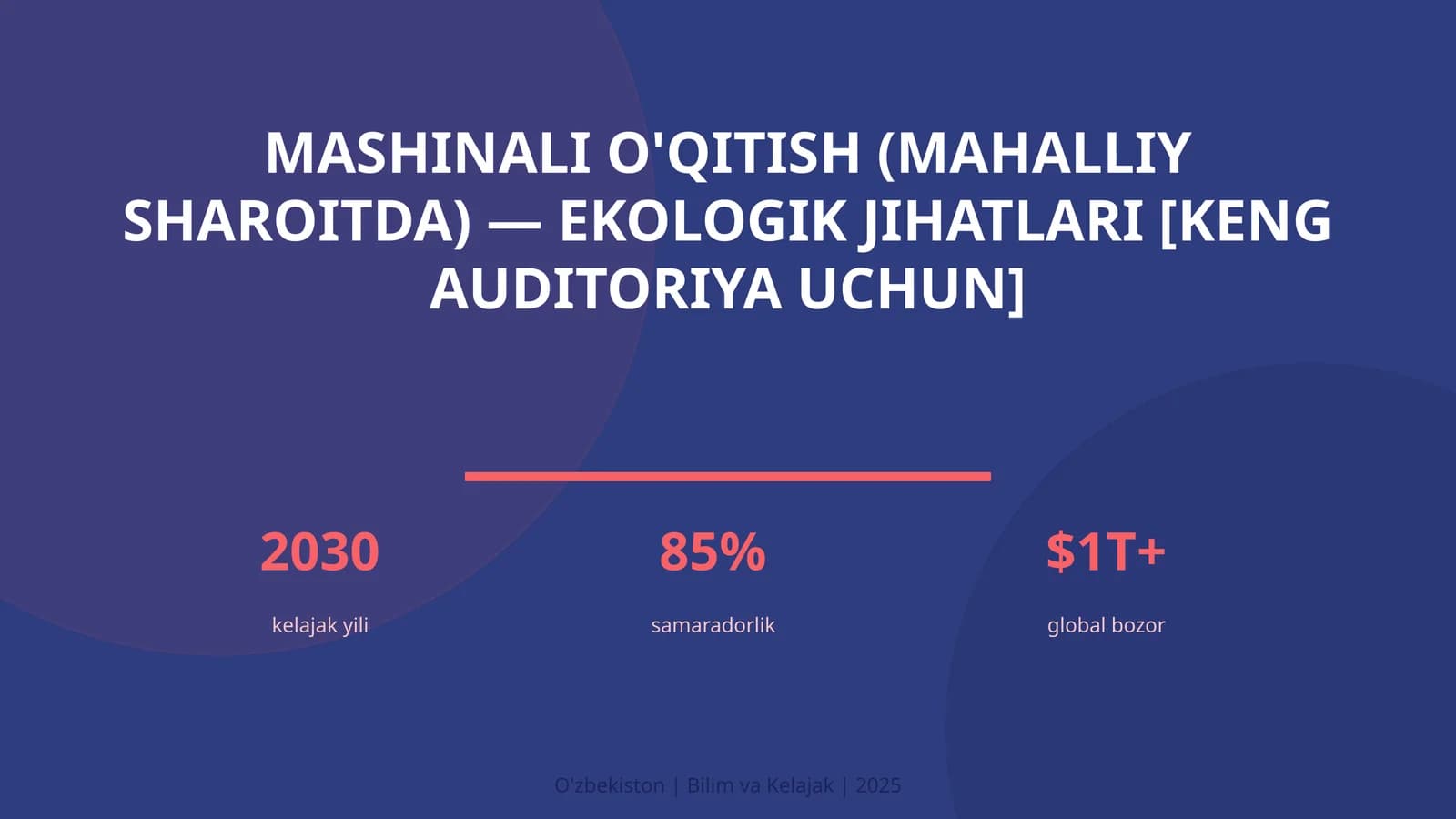 Mashinali o'qitish (mahalliy sharoitda) — ekologik jihatlari [keng auditoriya uchun]