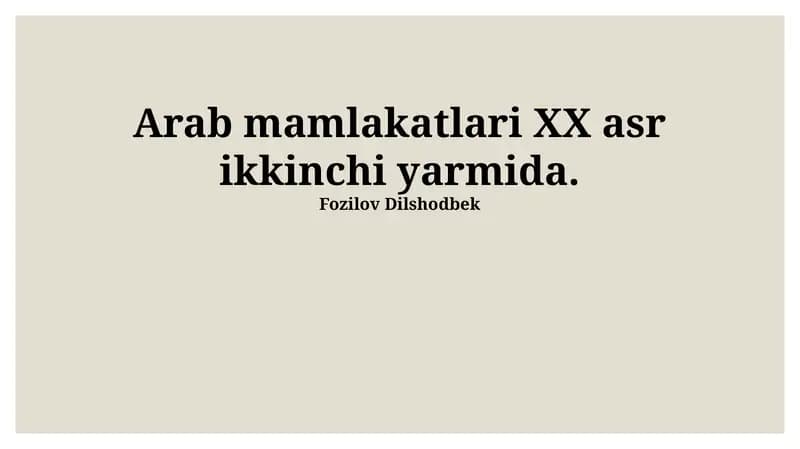 Arab mamlakatlari XX asr ikkinchi yarmida