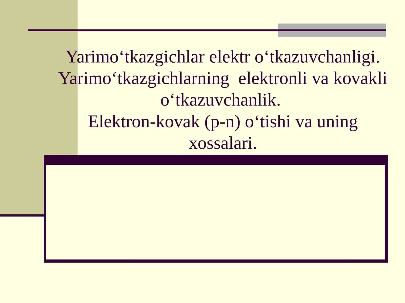 Yarimoʻtkazgichlar elektr oʻtkazuvchanligi