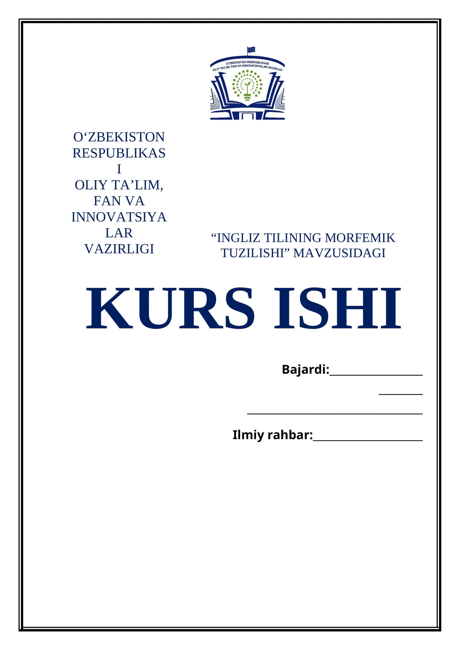 INGLIZ TILINING MORFEMIK TUZILISHI