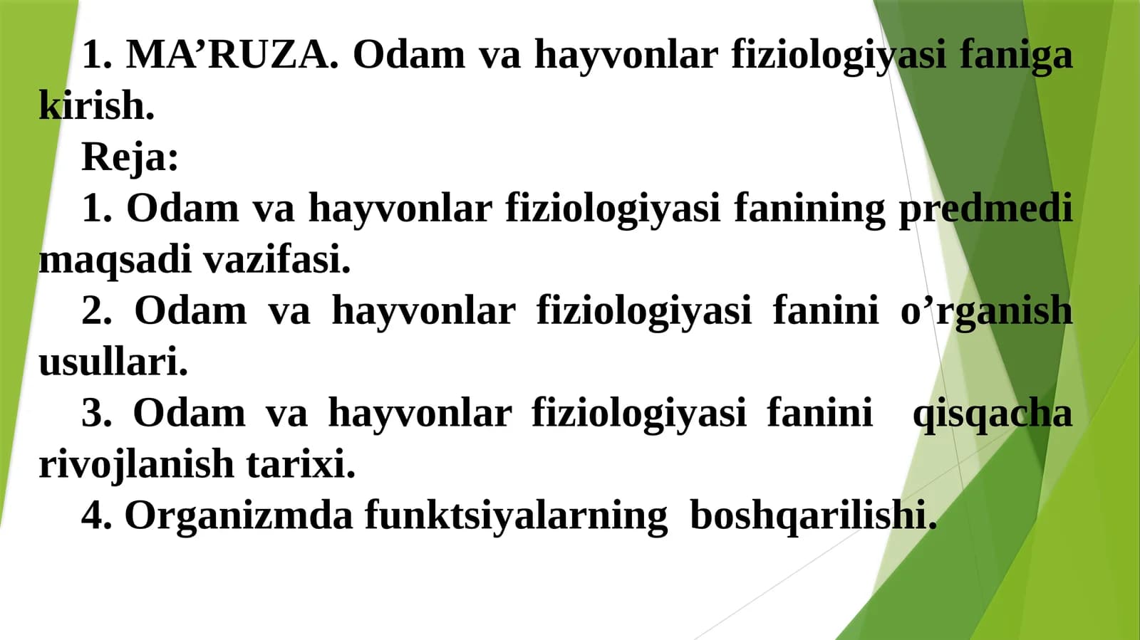Odam va hayvonlar fiziologiyasifaniga kirish