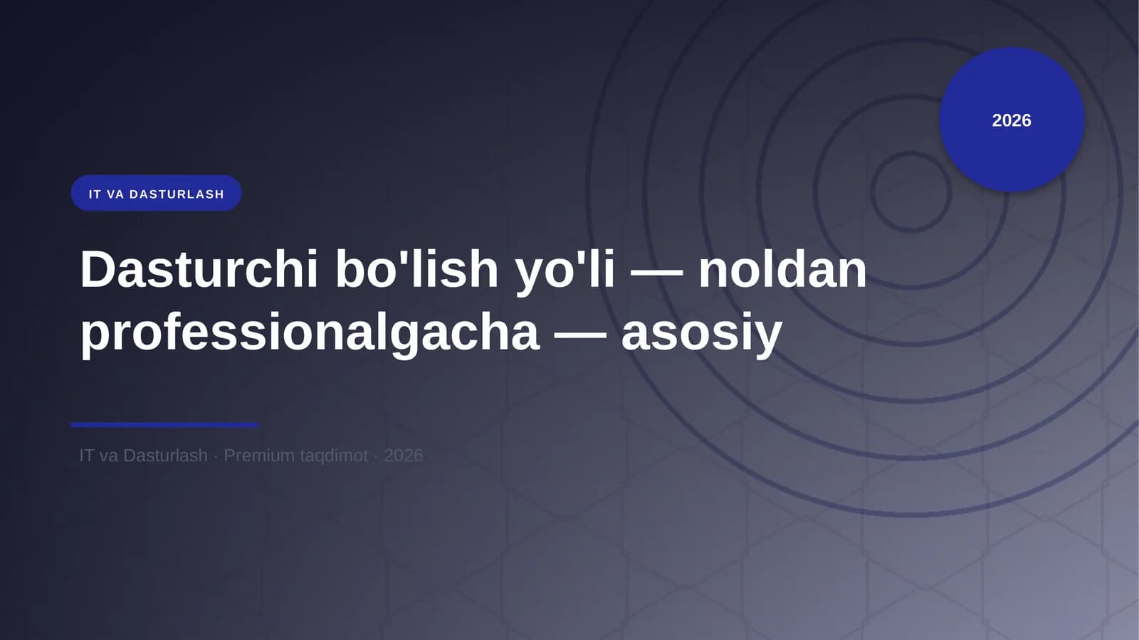 Dasturchi bo'lish yo'li — noldan professionalgacha — asosiy